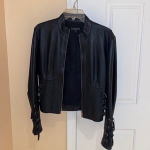 bebe black leather jacket